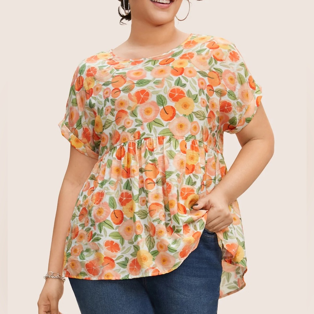 Colorful Floral Tunic Blouse